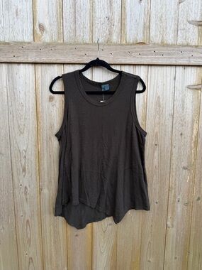 NWT Anthropologie Left of Center Black Motif Sleeveless Tank with Asymmetric Hem